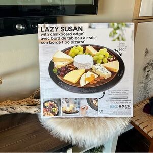 BirdRock Home Lazy Susan with Chalkboard Edge New In Box
